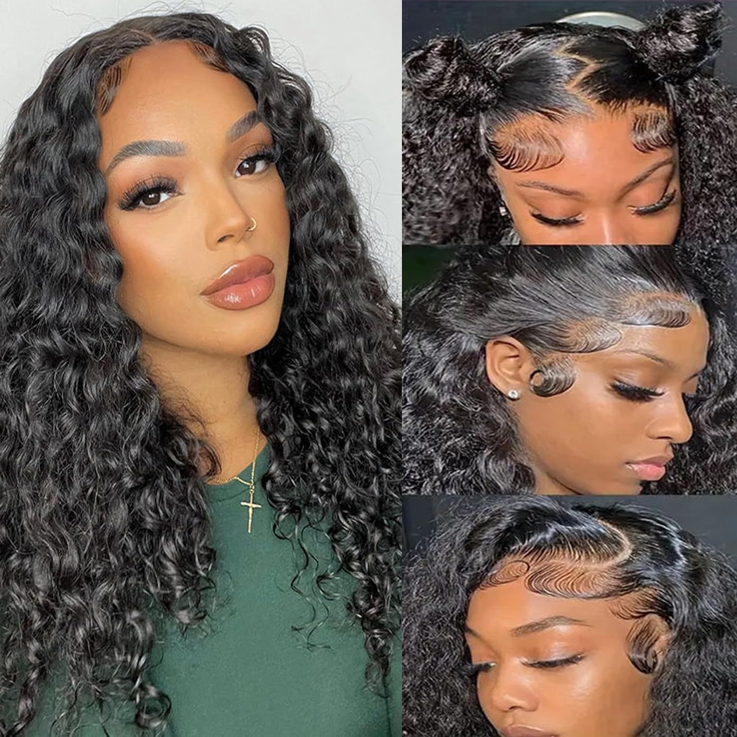 Amazon.com : SQU&CIR 18 Inch Deep Wave Lace Front Wigs  display picture 1