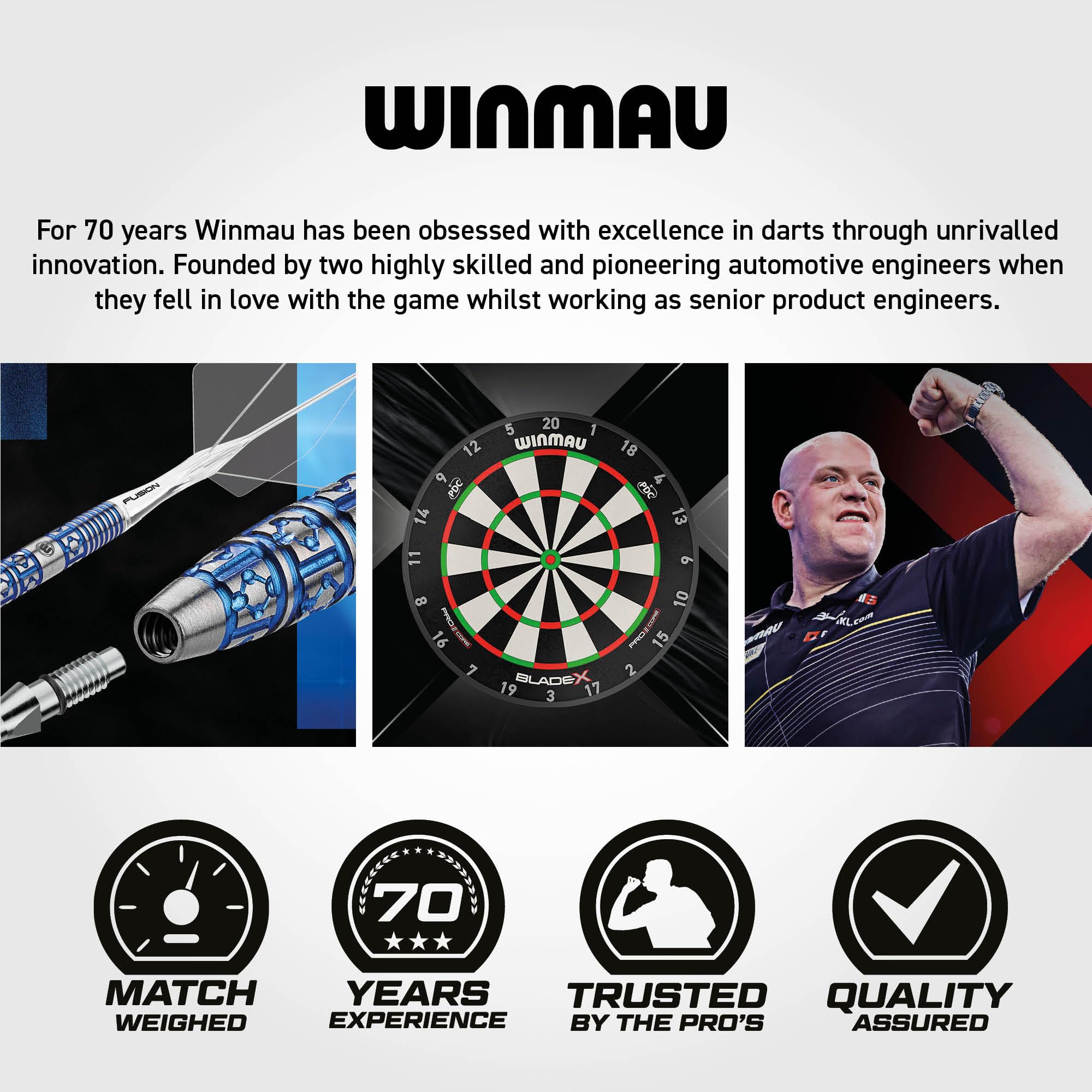WINMAU Blade X Pro Zone Precision Tapis de fléchettes en PVC avec ligne de fléchettes surélevée intégrée – Longueur totale – Design noir élégant – Accessoire professionnel – Tapis de fléchettes