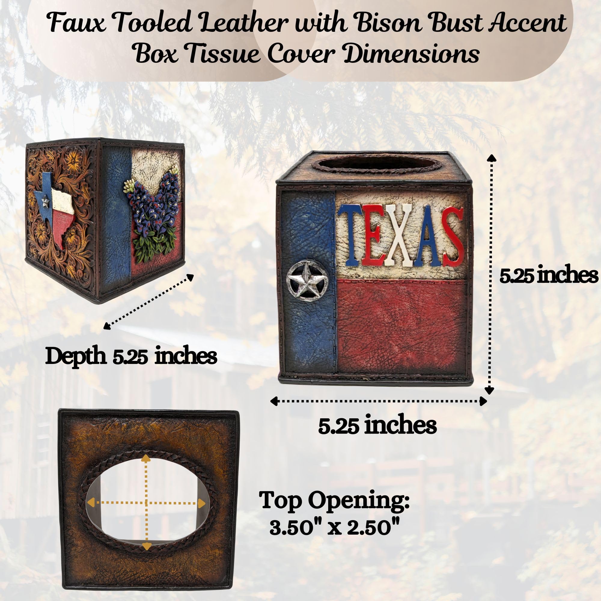 BestGiftEver Porta Fazzoletti Decorativo In Pelle Con Simboli Del Texas – Stile Western E Cowboy