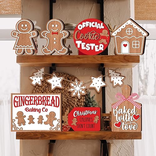 Miniatura 6 de Decoración de bandeja escalonada de Navidad, mesa de invierno, letrero de madera, decoración de mesa de Navidad, letrero de café, muñeco de nieve,