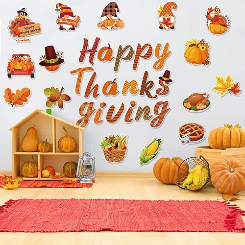 Miniatura 7 de Dianelhall Tablón de anuncios para el aula de Acción de Gracias con recortes de calabaza Gnomo pavo, decoración de aula, recortes de hojas para