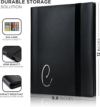 9 Pockets Trading Card Binder Storage - CARDSON - 540 Cards Collection Album Folder With 30 Pages - Side Loading TCG Binder (Black)