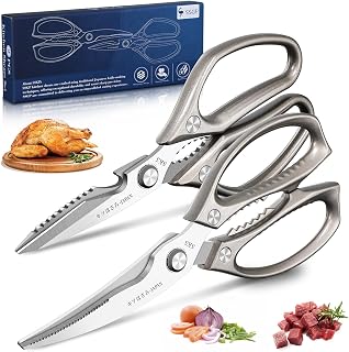 SSGP Kitchen Shears Set, All Purpose Heavy Duty Poultry Shears, Ultra Sharp Japanese Meat Scissors, Dishwash Safe Stainless Steel Comfort Grip Handle Kitchen Scissors for Food, Chicken Bones, Turkey