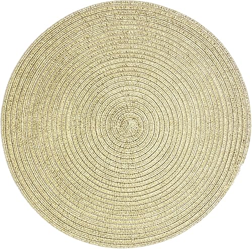 Juego de 4 manteles individuales redondos de 11.8 pulgadas, resistentes al calor, trenzados, para mesa de cocina (dorado)