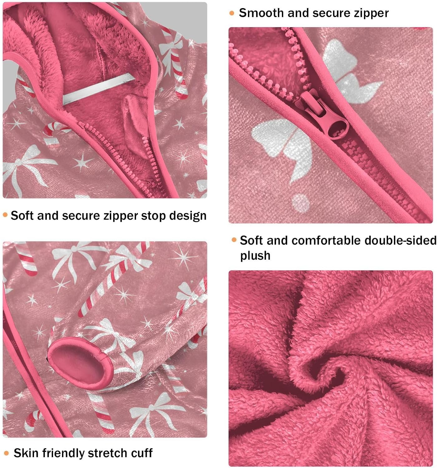Girls Hoodie Outfit Candy Bow Stars Pink Pattern Zipper Sweatshirt Coat Fleece Jacket for Kids 3-10T