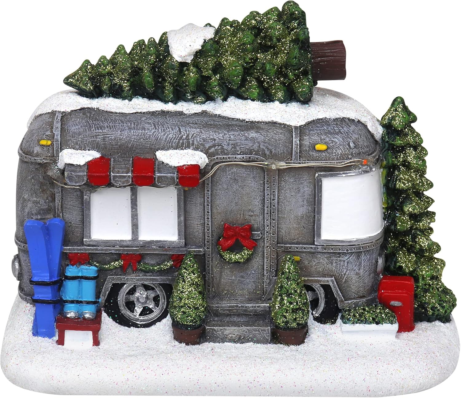 Christmas Village Tabletop RV Camper - Pre-lit Winter Snow Village - Perfect Addition to Your Christmas Indoor Home Decorations - Great Centerpiece for Your Collection - A Thoughtful Gift - 100% Resin