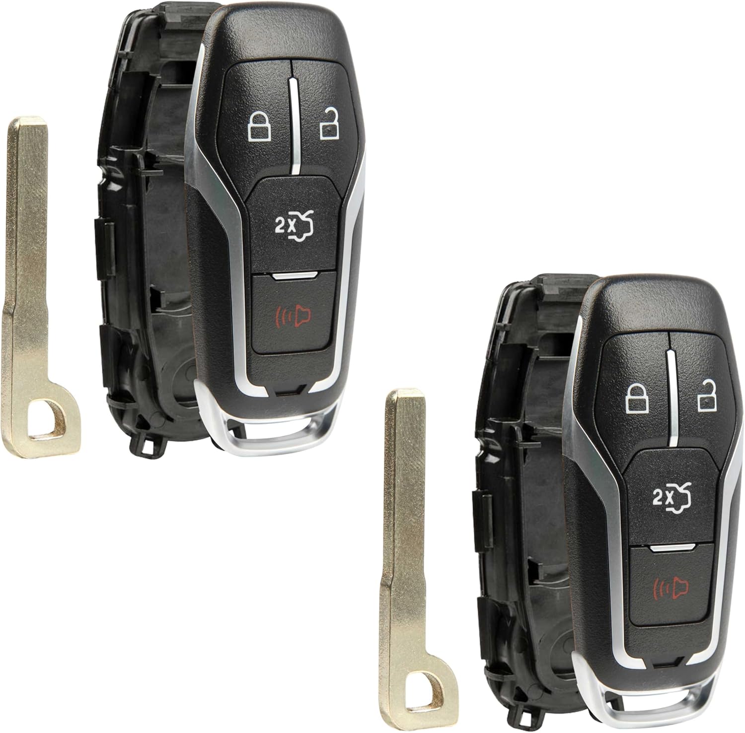 Key Fob Remote Shell Case Smart 4-Button Replacement for 2015 2016 2017 2018 Ford Edge Explorer F-150 F-250 Fusion Mustang Lincoln MKC MKX MKZ (M3N-A2C31243800) No Programing Required