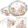 100Pcs Easter Plates, Easter Plates and Napkins includes 50pcs Oval Easter Paper Plates and Easter Bunny Napkins, Rabbit Disposable Easter Plates and Napkins for Happy Eater Decorations
