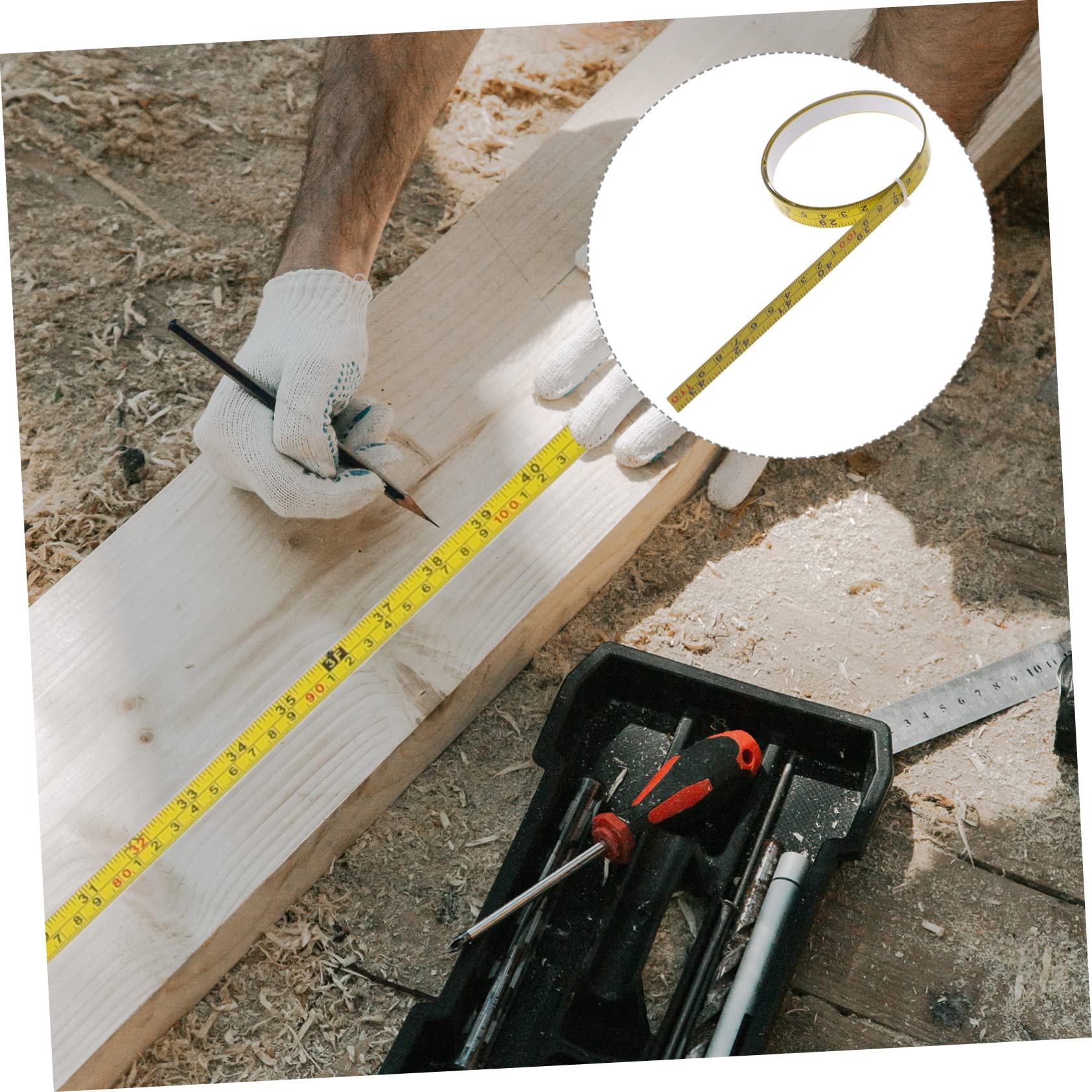 Lurrose 4 Ensembles Ruban À Mesurer Auto Adhésif Règle Collante Pour Établis Et Bricolage Ruban De Mesure Acier Durable 2 Pièces * 4
