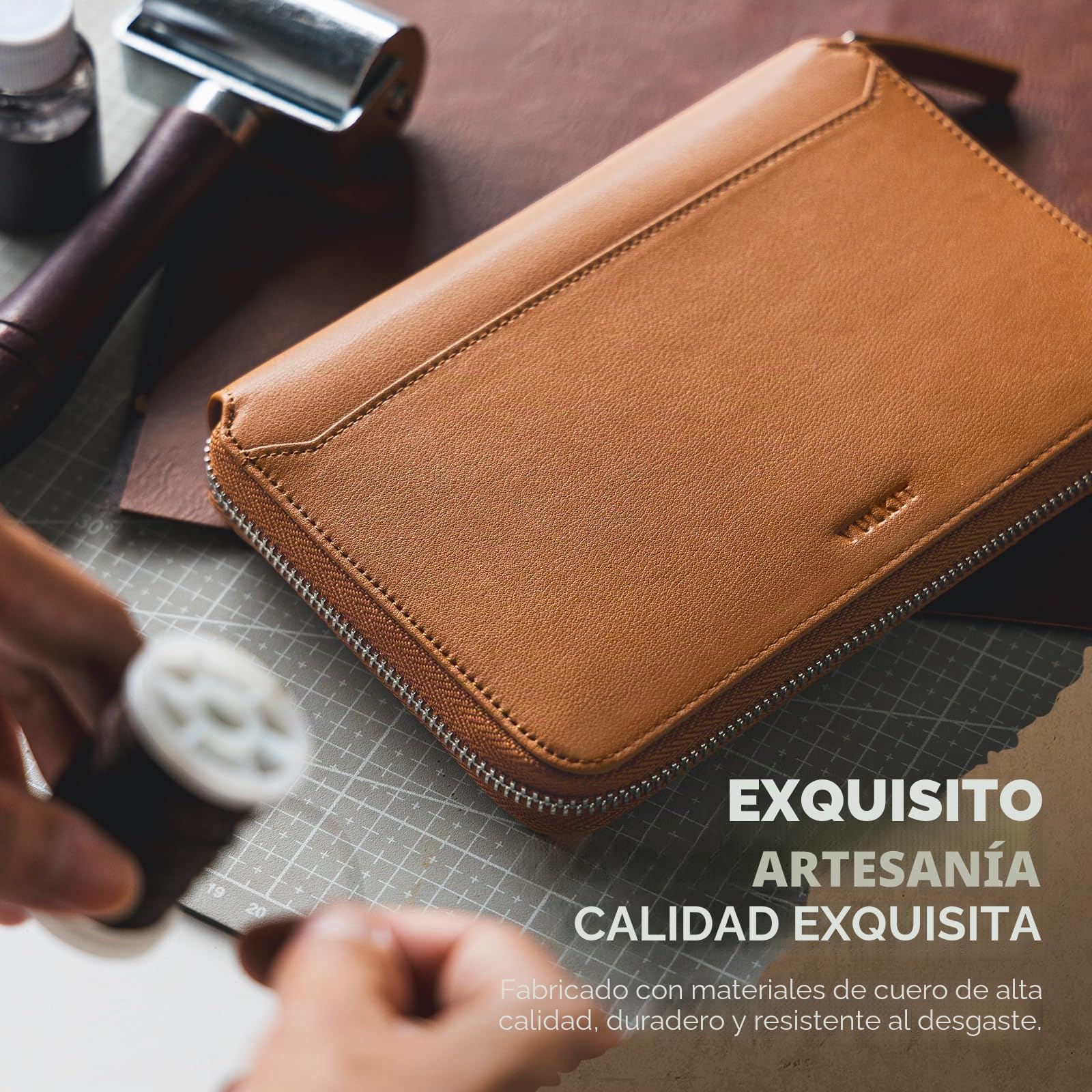 VULKIT Porta Pasaporte Familiar de Cuero para 4-6 pasaportes, Estuche Organizador de Documentos Premium, Billetera de Viaje Grande para Parejas y familias.