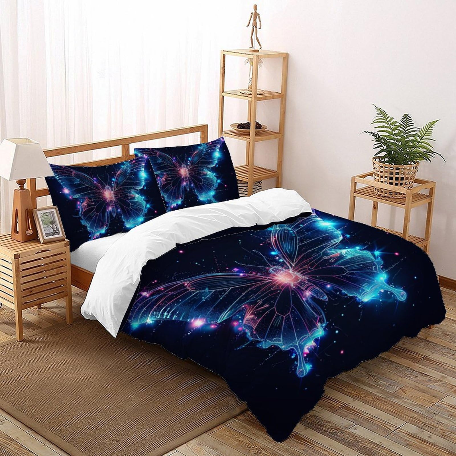 Housse de couette papillon en microfibre respirante et super douce