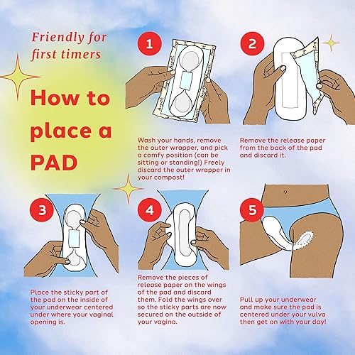 Miniatura 5 de August Almohadillas de noche menstruales orgánicas, 100% algodón orgánico certificado, envolturas compostables, sin toxinas, sin fragancia,