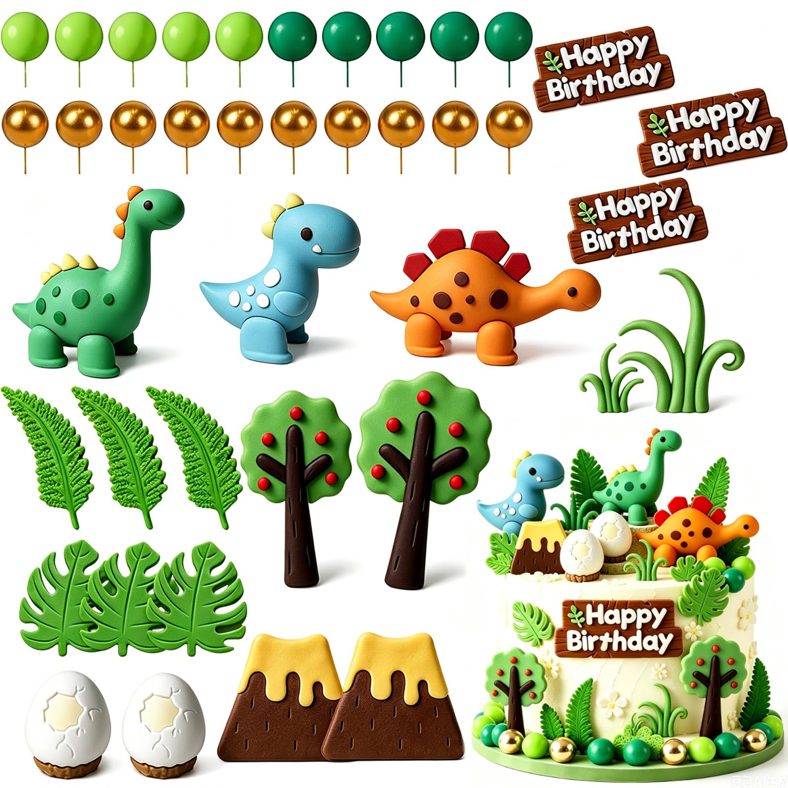 40 PCS Dinosaur Cake Toppers Dinosaur Cake Decorations for Birthday Party and Prehistoric Theme Celebrations Assorted Dino Figures for DIY Cupcake Decor and Event Supplies