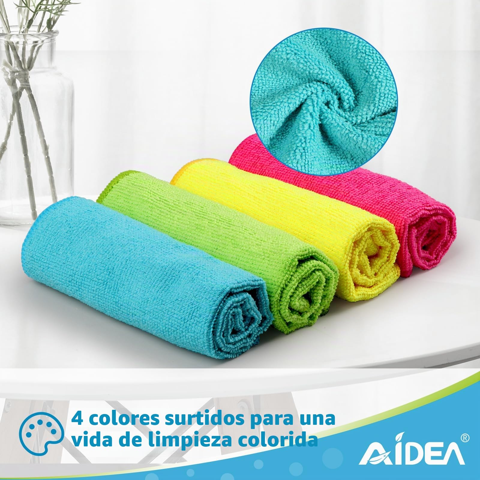 AIDEA Paños de microfibra 100 unidades, paños de microfibra, paños de limpieza de cocina, paños de cocina para casa, coche, moto, ventana, 30 x 30 cm
