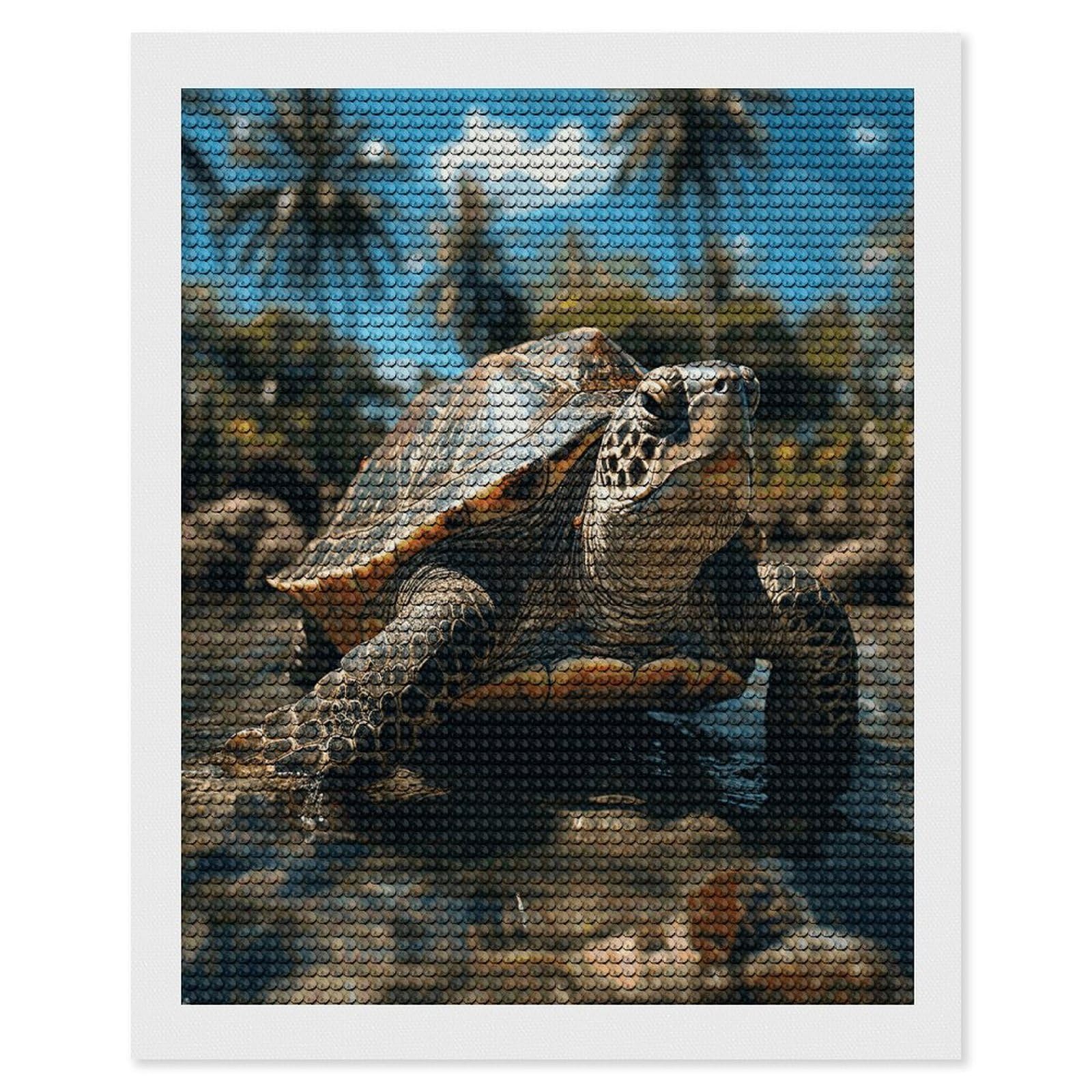 JTREHY Big Turtle and Palm Trees Diamond Art Kits Personalized DIY Round Diamond Painting Kits for Beginner Full Drill Diamonds Dots Paintings for Adults Gem Art Crafts Home Decor