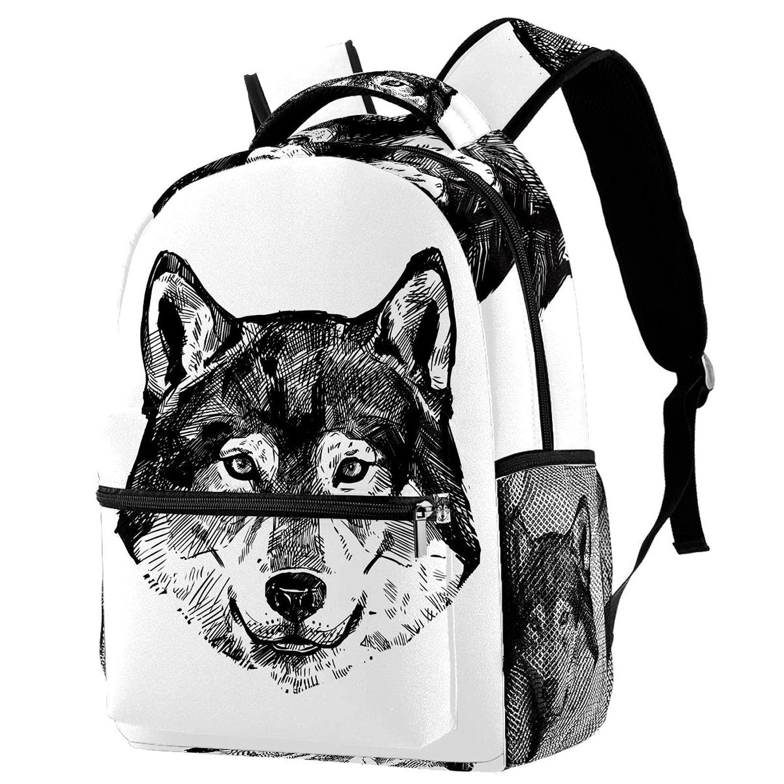 Sac à dos de voyage loup scolaire avec poche gourde campus