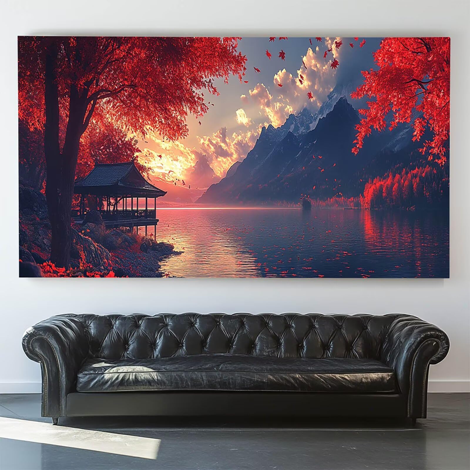 DIY Malen nach Zahlen Erwachsene See Malen nach Zahlen ab 7 jahre Mädchen Berg Kreativ set für Erwachsene mit Leinwand Acrylfarben set und Pinsel, Bastelset zum Bemalen für Wanddeko 80X160cm 7w-U-T