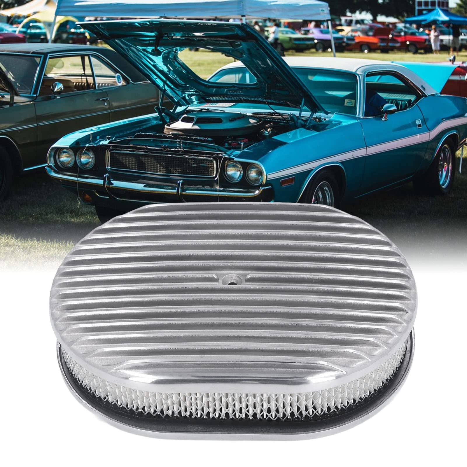 Filtr Powietrza 12-calowy Owalny Zamiennik ze Stopu Aluminium dla Hot Rod