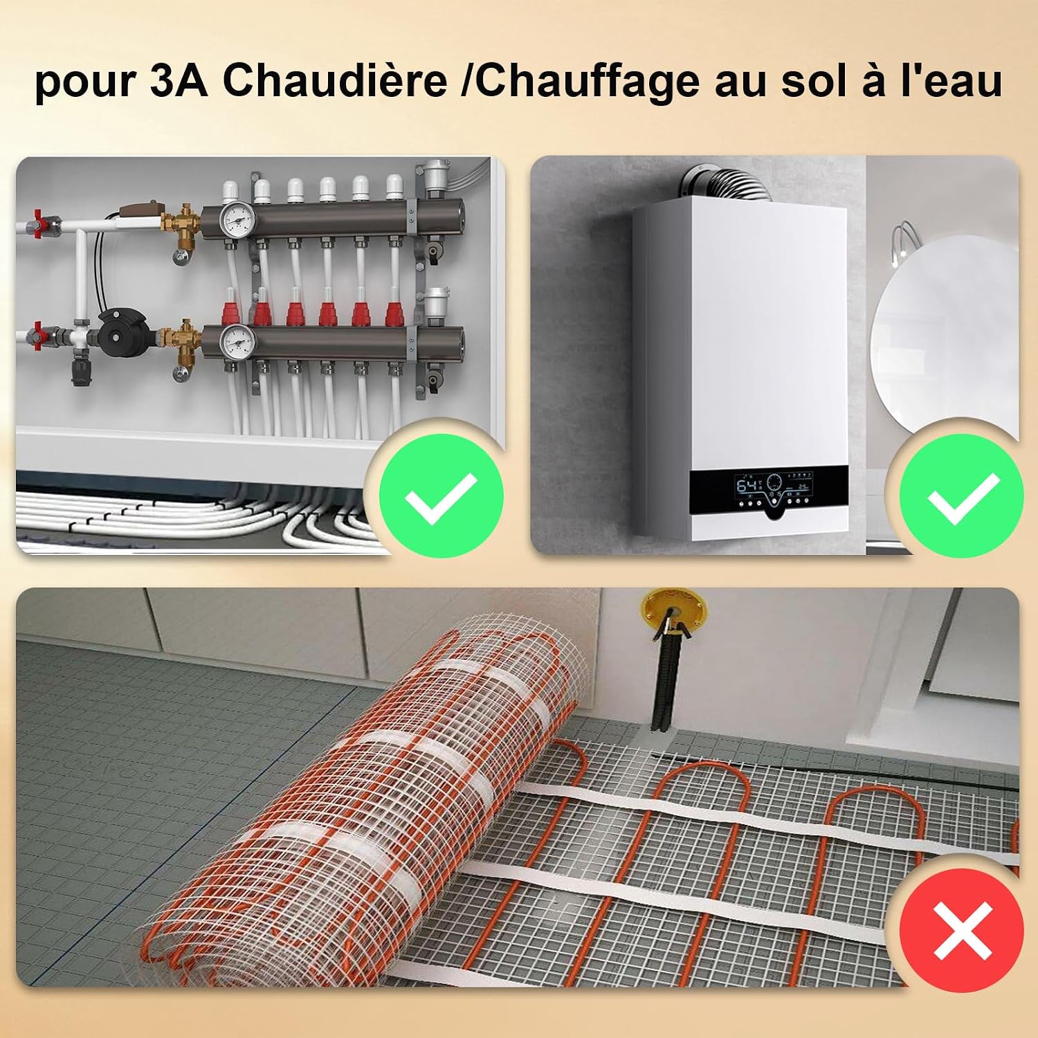 KTF0163C – Thermostat Wifi encastré pour chaudière et chauffage au sol – vue produit