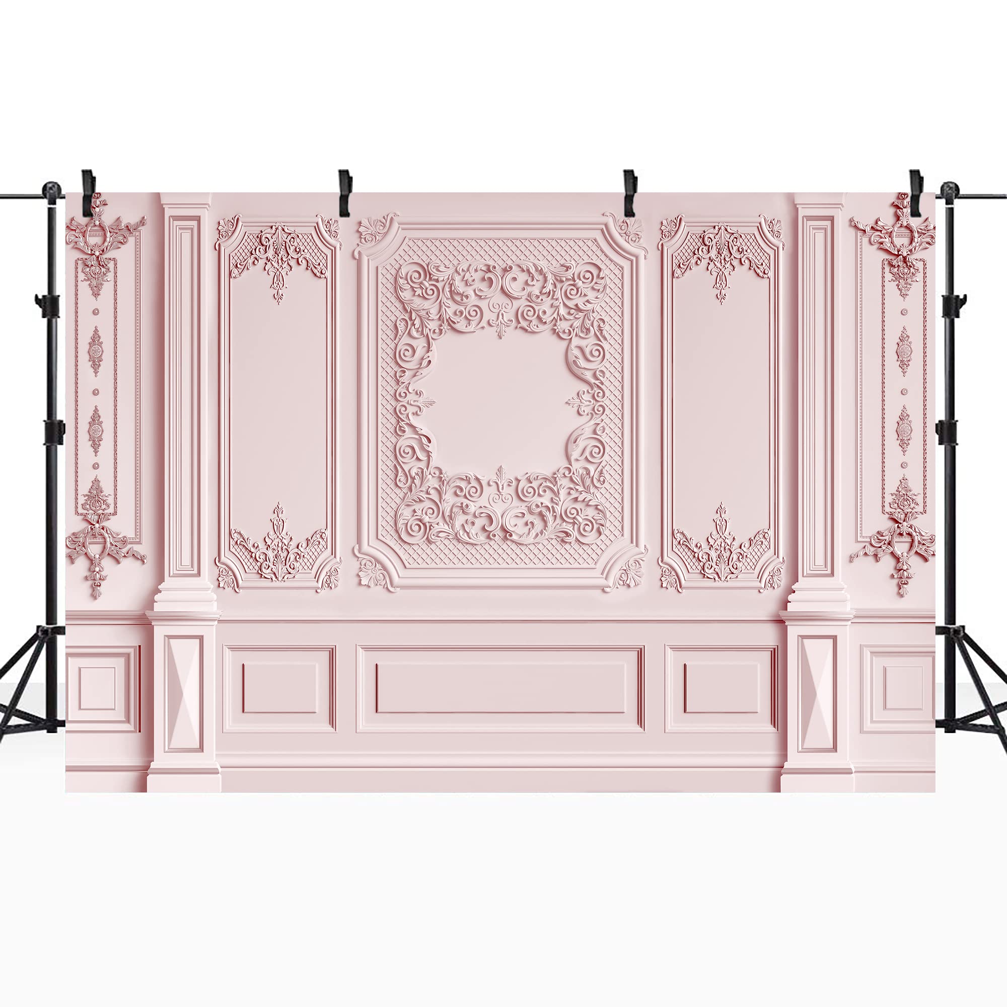 Riyidecor Pink Wedding Wall Backdrop Polyester Fabric Classic Empty Room Empaistic Modern Elegant Church 8Wx6H Feet Blush Gorgeous Bridal Romantic Photography Background Wedding Photo Studio Shoot