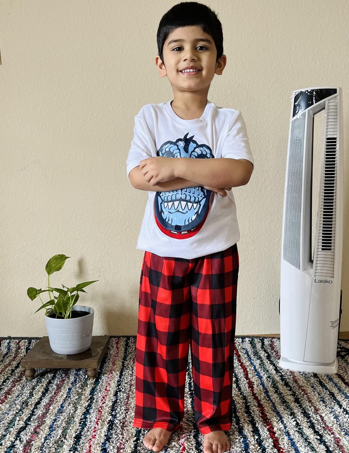 Ekouaer Boys Pajama Pants Soft Plaid Long Pj Pants Kids Cute Elastic Waist SLeep Bottoms with 2 Pockets 6-14 Years - Image 3