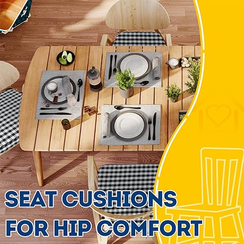 Miniatura 110 de AAAAAcessories Cojines en forma de D, espuma de 2 pulgadas de grosor, con lazos y funda extraíble lavable a máquina, 17 x 16 pulgadas, juego de 4