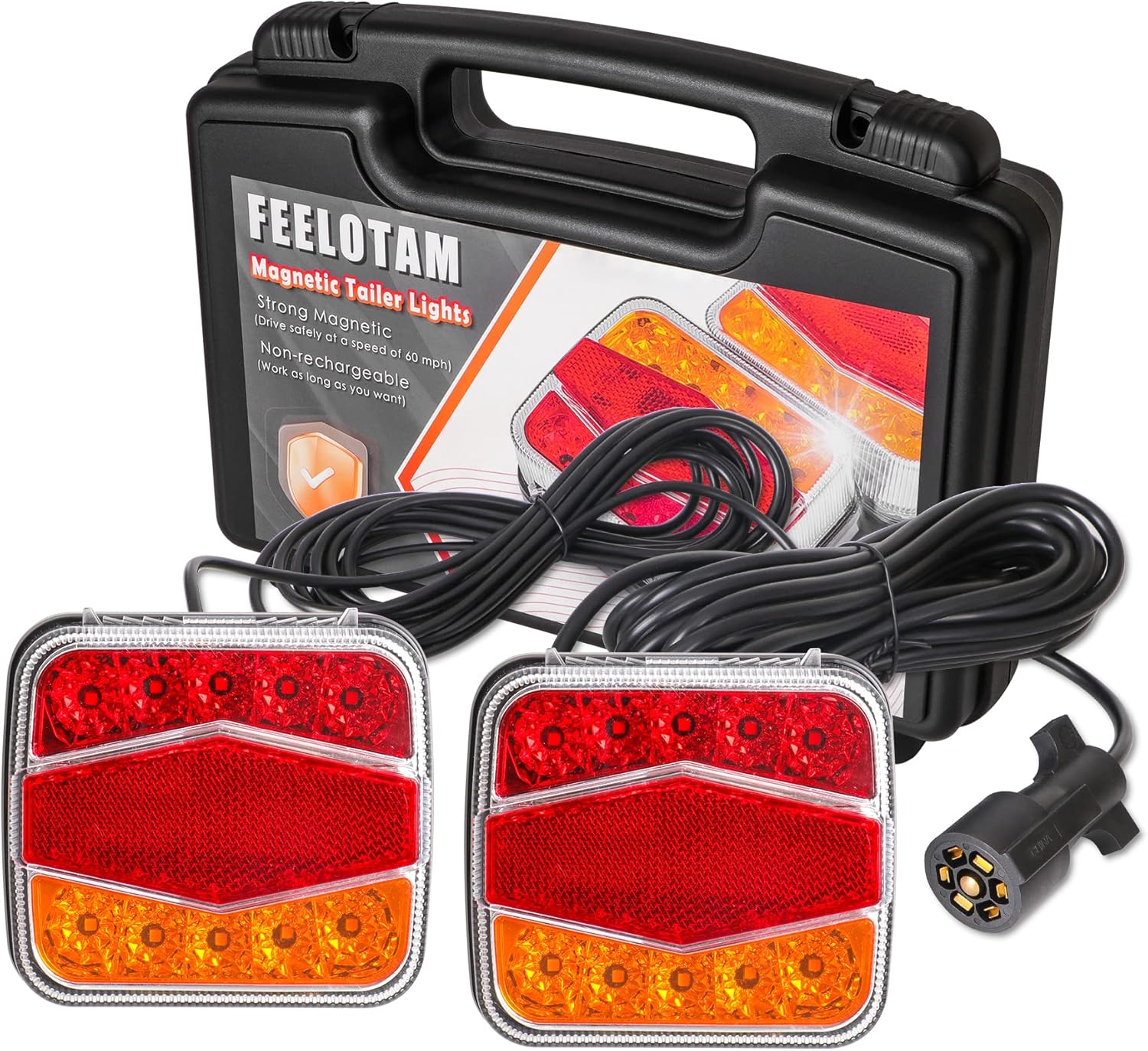 FEELOTAM LED Trailer Towing Light Kit 24ft Cable
