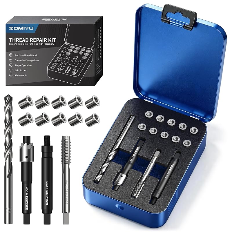 Kit de reparo de rosca M6x1.0 com insertos sólidos de 9,4 mm ZOMIYU, 10 peças