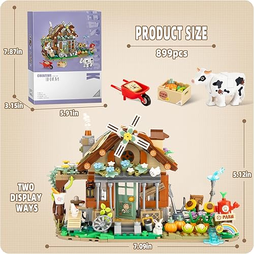 Miniatura 3 de Friends Farm - Mini bloques de construcción, MOC Creative Farm Animals Model Set para niños a partir de 6 años, 899 piezas de juguete de