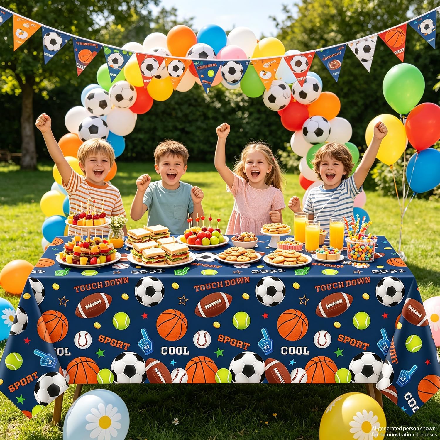 4 Pack Sports Party Decorations Sport Tablecloth Sport Theme Birthday Table Cloth Soccer Basketball Football Baseball Table Covers for Boys All Star Sports Themed Party Supplies 51 x 86 in image 3