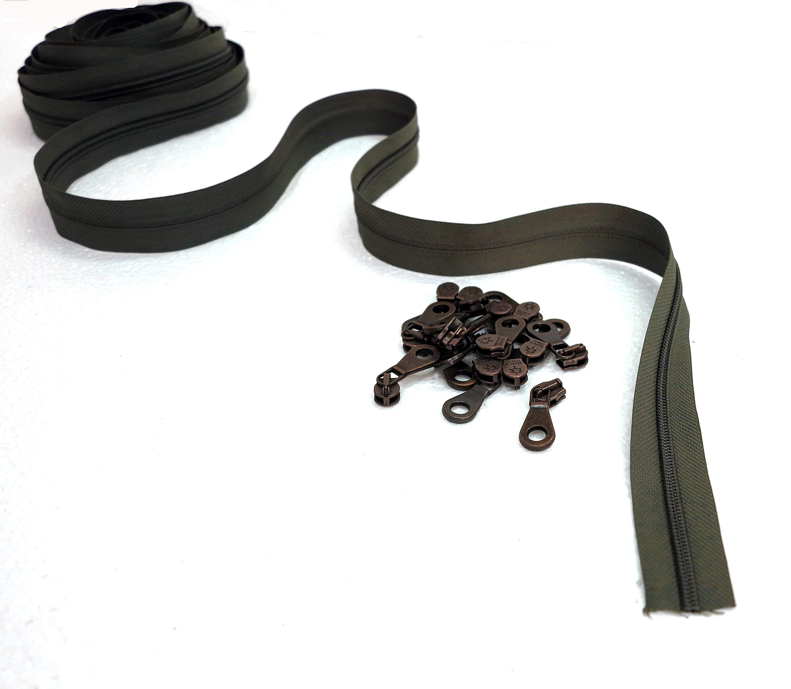 Artefizio Cerniere Lampo al Metro in Nylon, Catena Continua, 2 Colori a Scelta, Zip in Metallo, 7 Lunghezze,#5, fettuccia 100% Poliestere, Made in Italy
