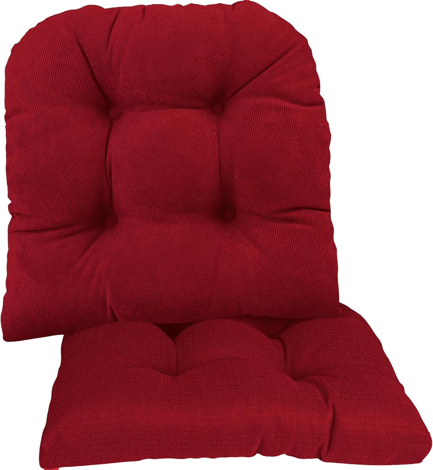 Klear Vu Gripper Overstuffed Universal Non-Slip Dining Chair Cushions for Kitchen Decor or Office Use, U-Shaped Skid-Proof Seat Pad, 15x15 Inches, 2 Count (Pack of 1), Linear Kitchen Red 2 Count (Pack of 1) Linear Kitchen Red