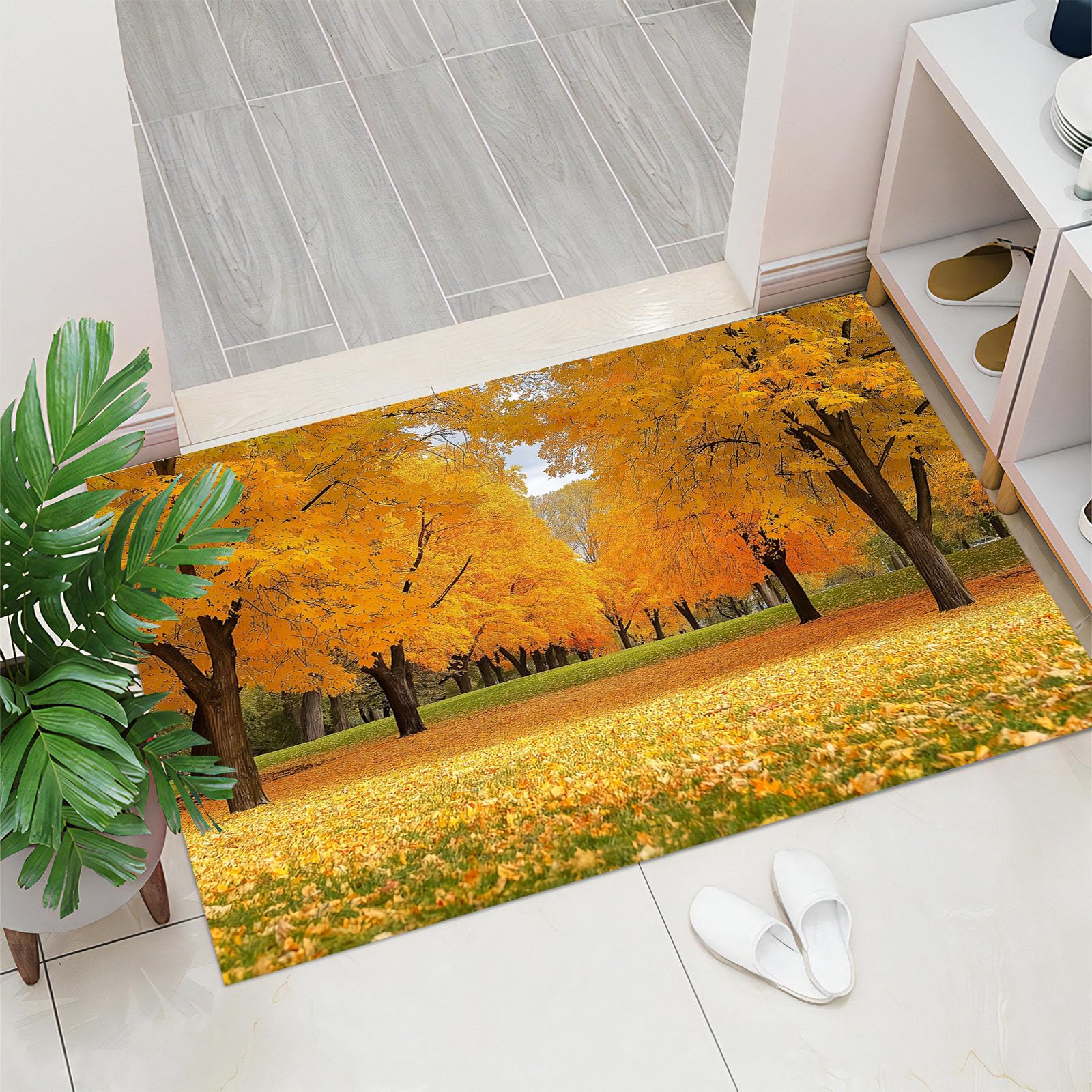 Orange grand personnalise imprime tapis d'entree antiderapant anti-glisse 60x90