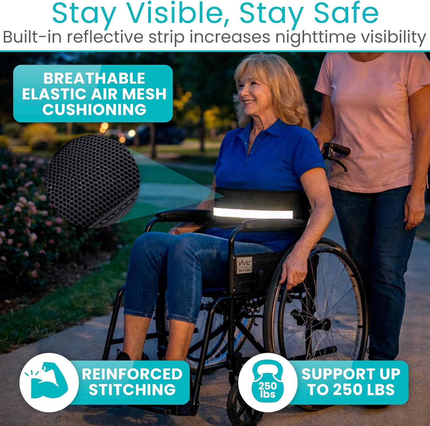 Vive Wheelchair Seat Belt Restraint Harness for Dementia Patients & Elderly
