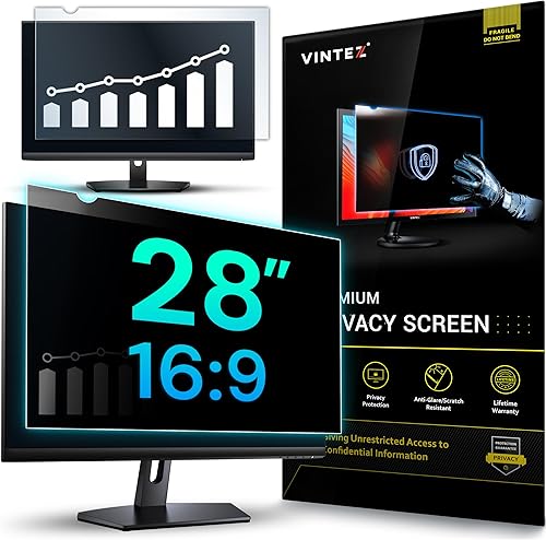 Vista 48 de VINTEZ Pantalla de privacidad de 14 pulgadas 16:9 para monitor de computadora y laptop, película protectora antirreflejos, filtro de luz azul