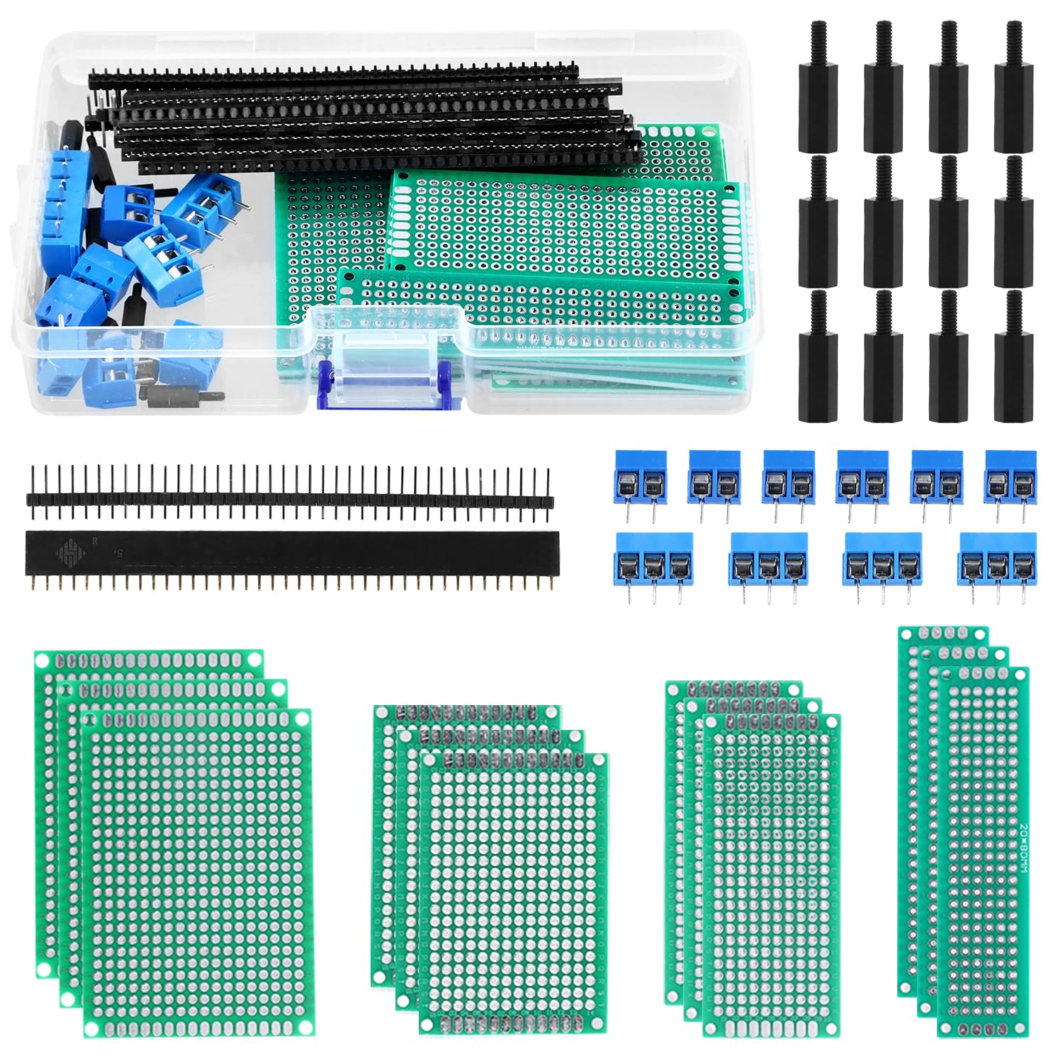 Kit Completo PCB Scheda Prototipo Con Componenti: Resistori, LED, Connettori, Morsettiere E Pulsanti, Per Arduino E Fai-da-te Elettronico - 3