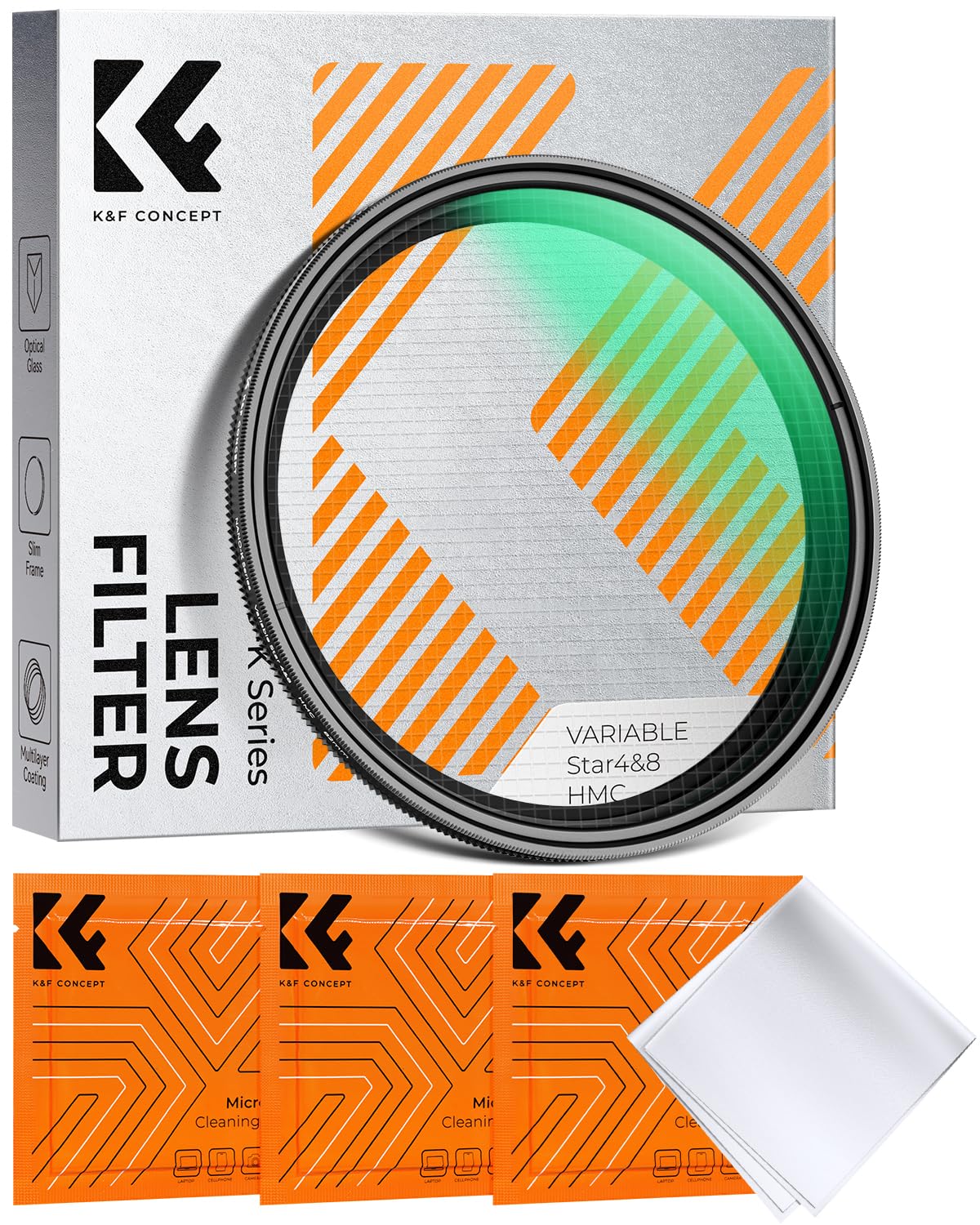 K&F Concept 82mm Variable Star Filter Cross Screen Starburst Filter 4, 8 Points -18 Layer Coating Ultra Slim Optical Glas Camera Lens Filter with 3 Cleaning Cloth