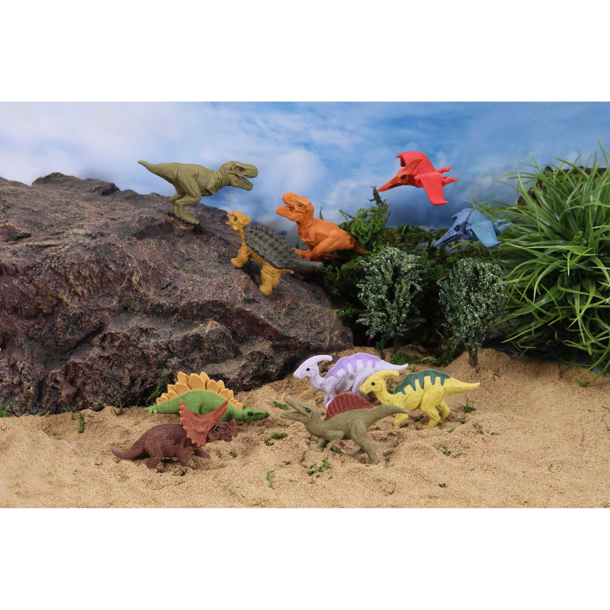 LONESTAR Radiergummi-Set, 60 Stück, 8 verschiedene Dinosaurier Designs, Einzeln verpackt