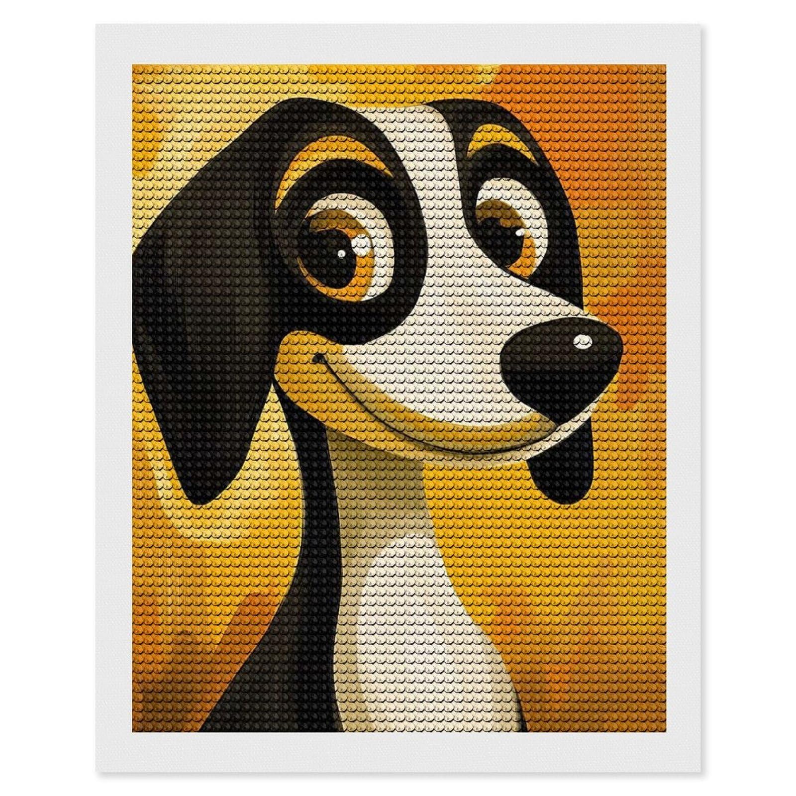 Junmoney Smiling Cartoon Dog Diamond Painting Canvas Set 16"x20", for Beginners, Complete Accessories, Christmas Gift, Modern Decor