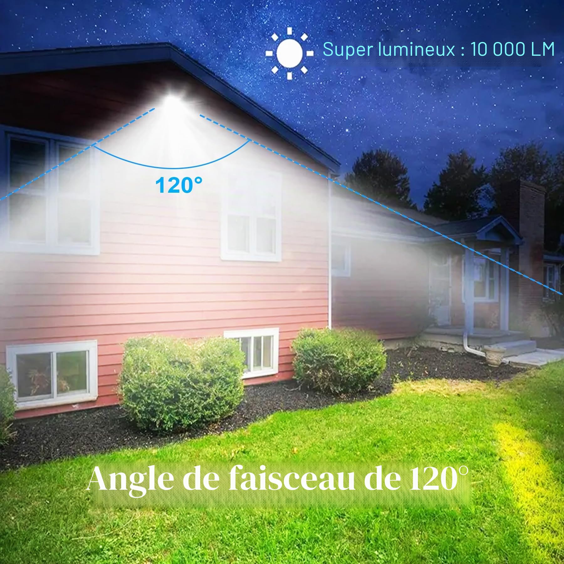 Projecteur LED Extérieur 100W - Lot de 2 Spots 10000LM IP66 Étanche 6500K Blanc Froid pour Cour, Jardin, Garage, Entrée