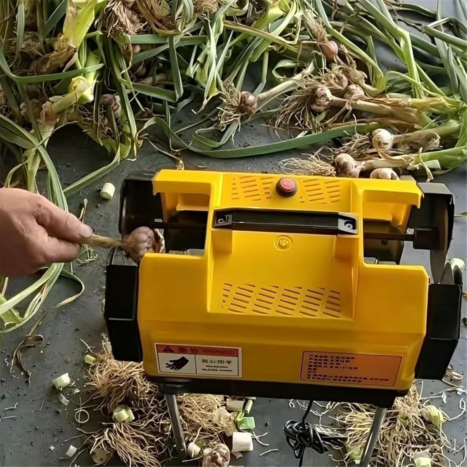 Electric Garlic Root Stem Cutter,Garlic Root Cutter,Garlic Beard Cutter,Small Rod Shearer, Double Head Garlic Top Tails Remover Machine, Cut Beard and Roots