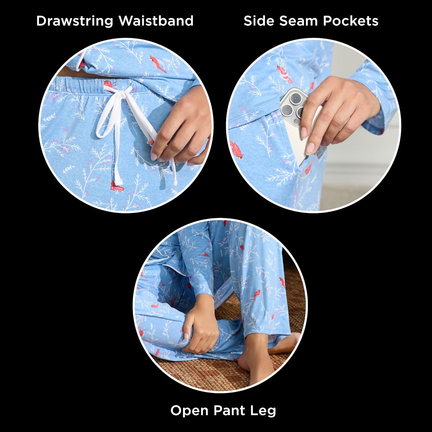 Cuddl Duds Womens Pajama & Lounge Set - Lightweight Long Sleeve Button Down PJ Shirt & Pants - Sleepwear & Loungewear - Image 6