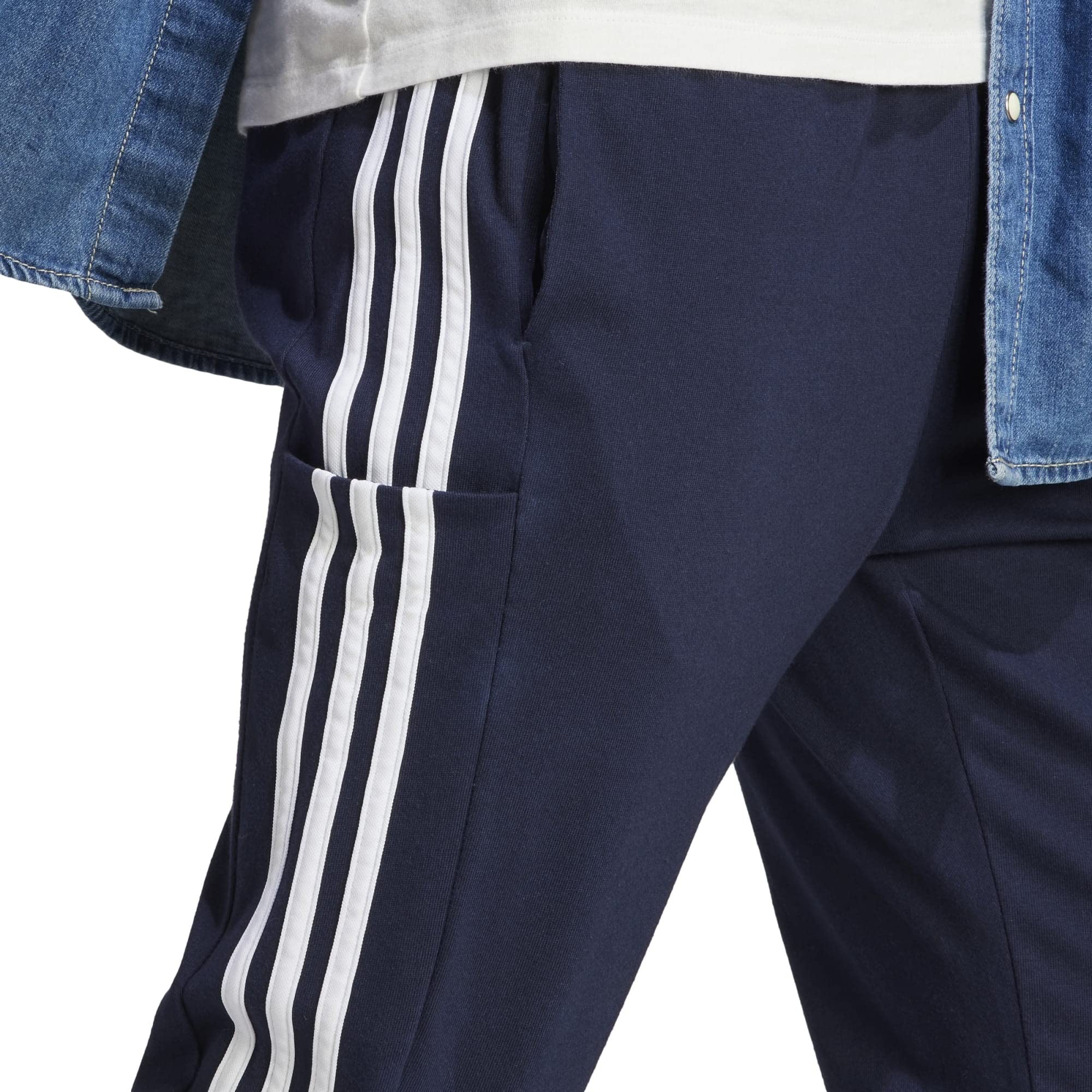 adidas Essentials Single Jersey Tapered Open Hem 3-stripes Joggers - Spodnie Mężczyźni