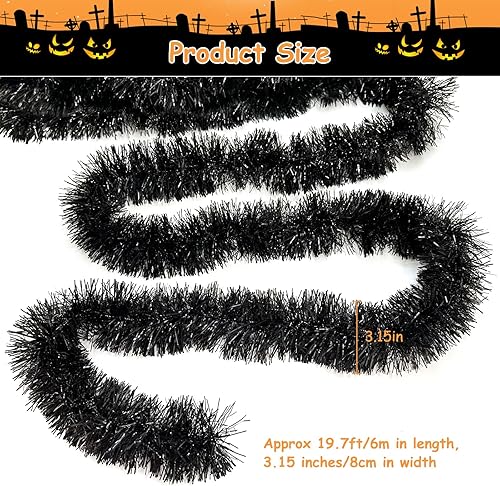 Miniatura 10 de Guirnalda de oropel de Navidad de 32.8 pies, guirnalda de oropel con punta de escarcha verde oscuro, guirnalda metálica gruesa de nieve blanca para