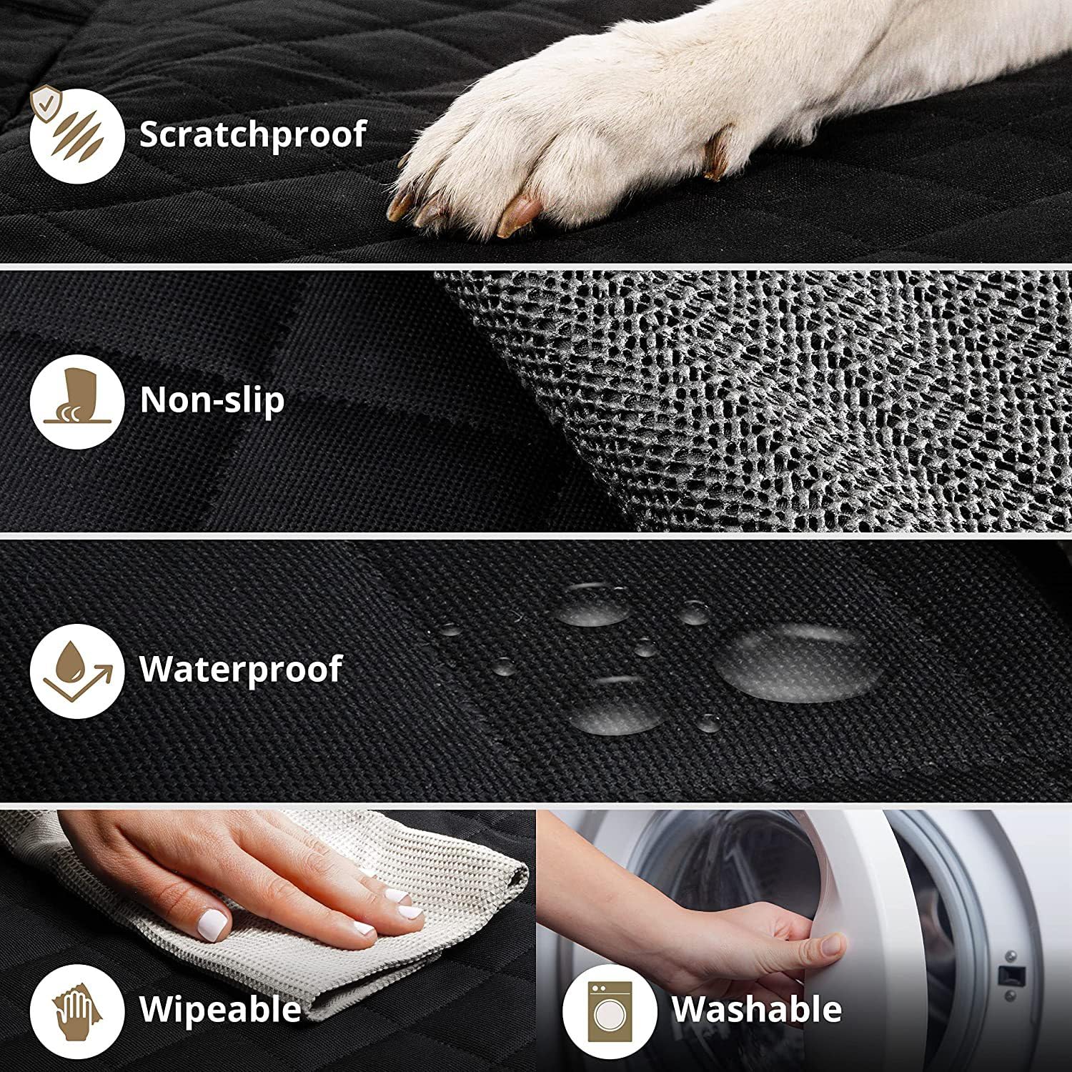 OKYUK Seggiolino auto per cani 2 in 1, impermeabile, antigraffio e antiscivolo, nero