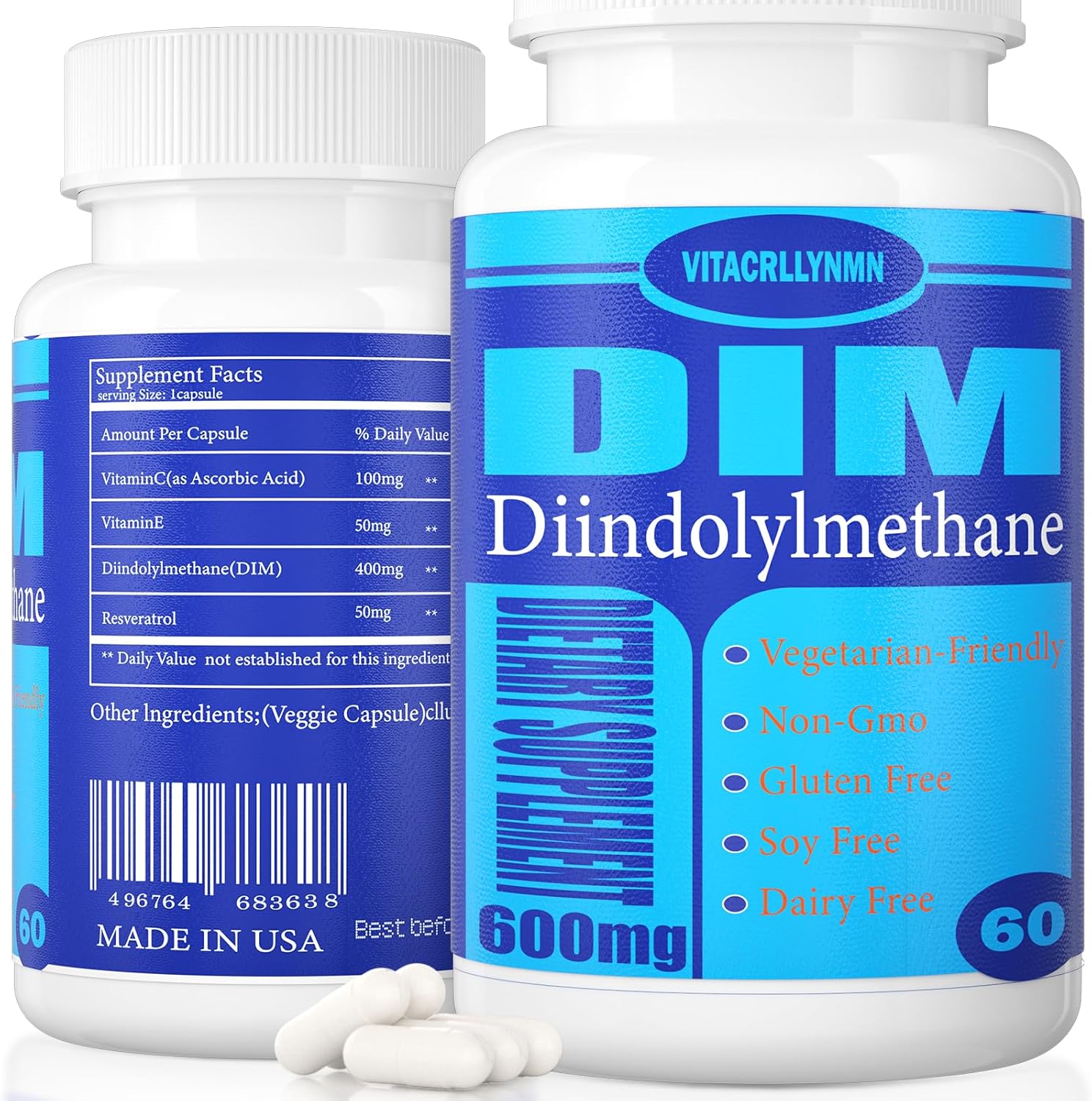 VITACRLLYNMN DIM Supplement 600mg Estrogen Blocker for Men