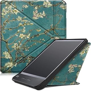 Gylint Kobo Libra H2O Origami Case, The Thinnest and Lightest Leather Smart Cover Case for New Kobo Libra H2O 2019 Release with Auto Wake Sleep Feature Plum