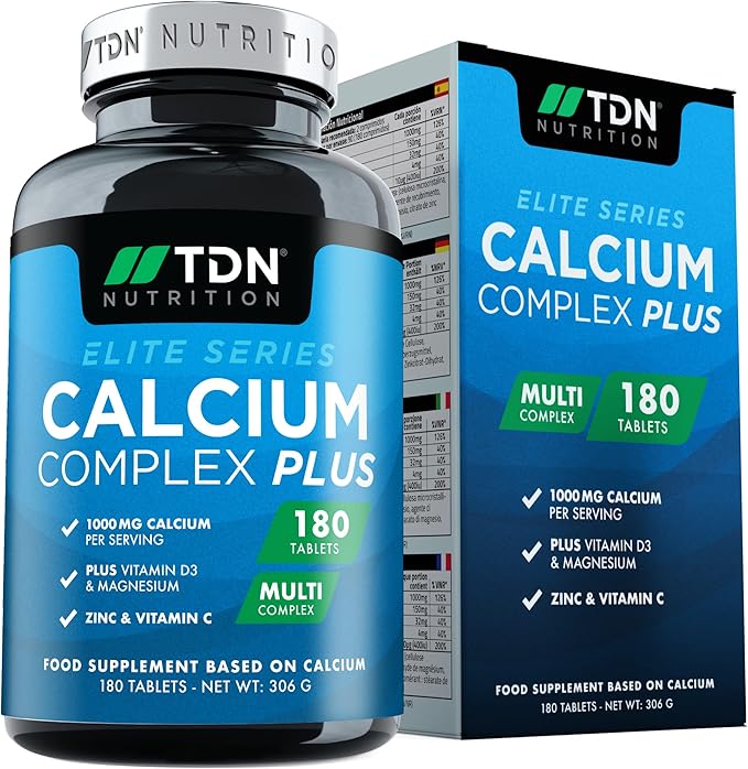 Calcium and Vitamin D Supplement 180 Tablets High Strength 1000mg Calcium