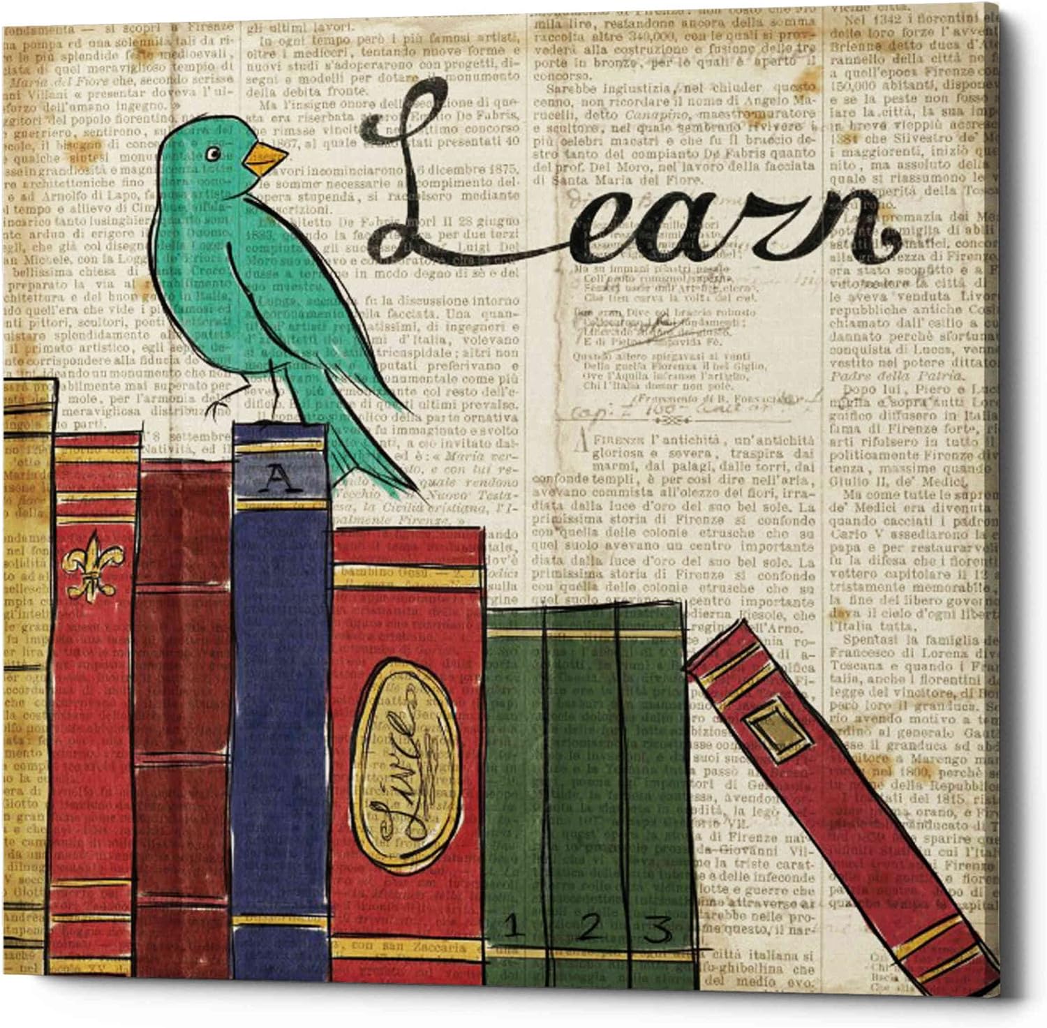 Epic Graffiti 'Bird Inspiration Learn' by Elyse DeNeige, Canvas Wall Art, 12"x12"