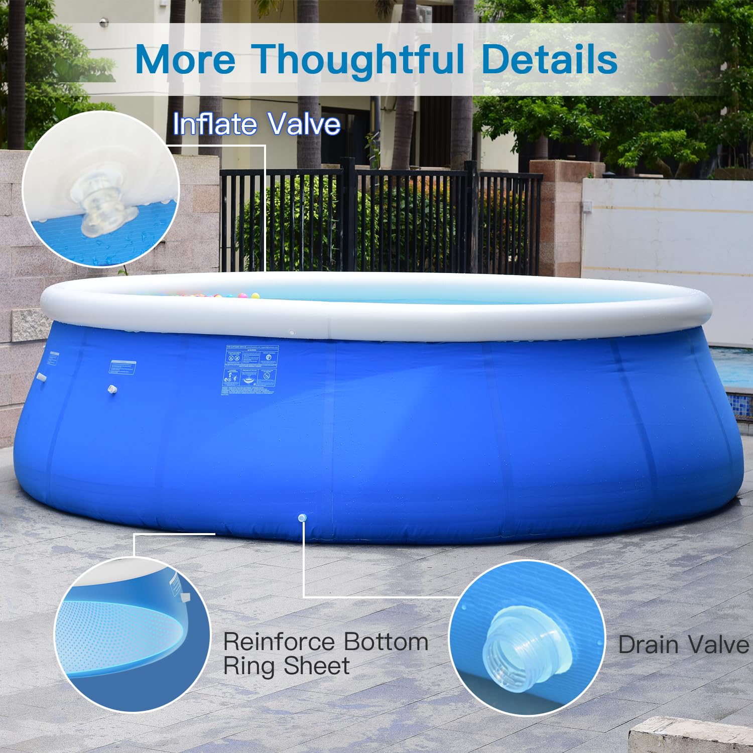 Snapklik.com : 12ft X 33in Round Inflatable Above Ground Swimming Pool ...